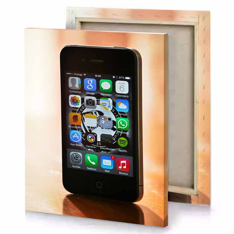 a black iphone with picture of person on it smoky canvas