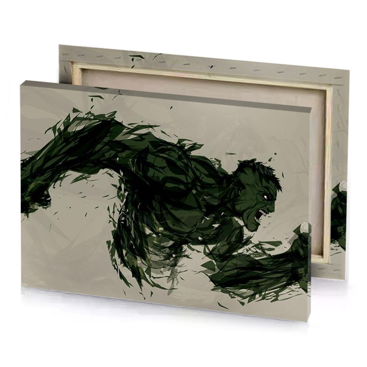 a black panther with green paint stroke smoky canvas