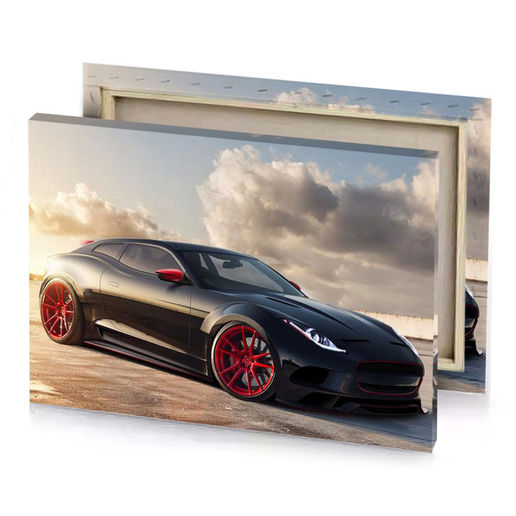 a black sports car parked in parking lot smoky canvas