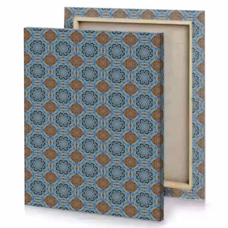 a blue and brown pattern with circular design slate gray canvas
