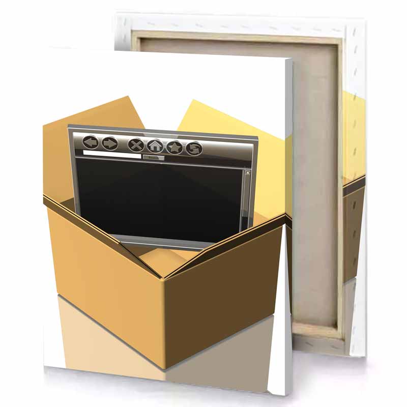 a box with tv inside it smoky black canvas
