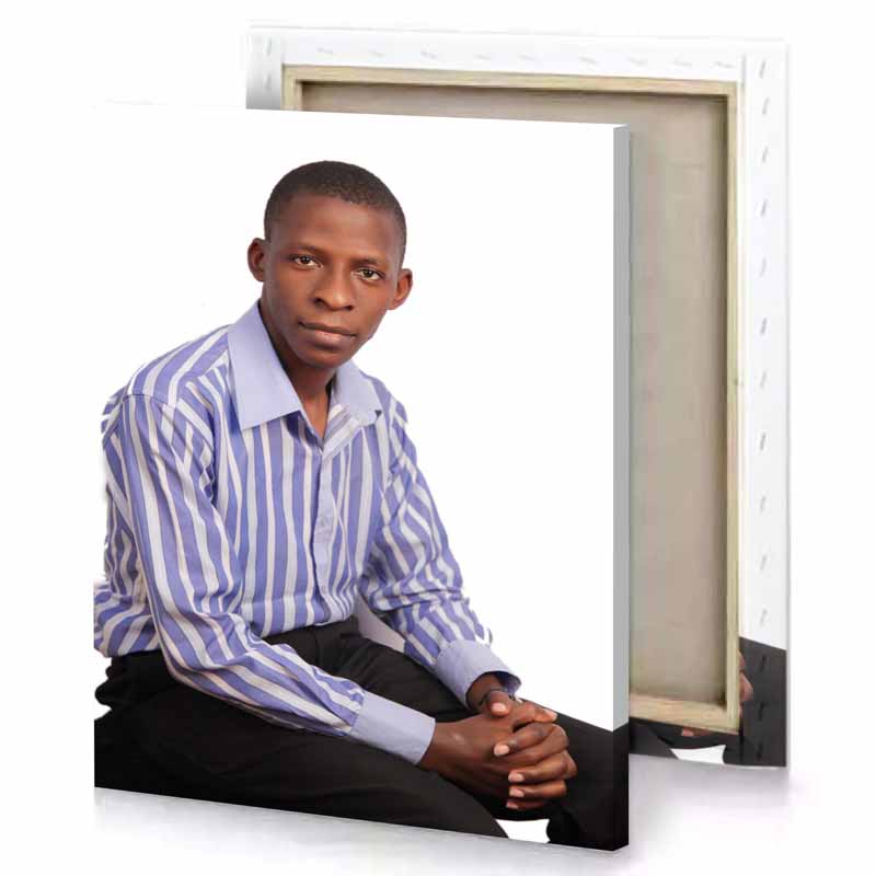a boy in blue and white striped shirt canvas