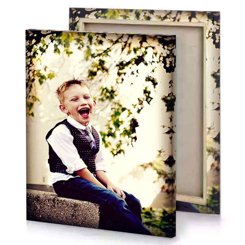 a boy sitting on wall antique white canvas