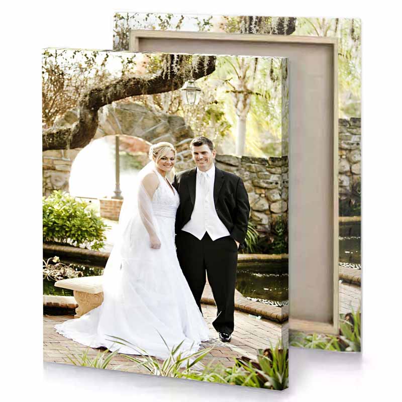 a bride and groom pose for photo white smoke canvas