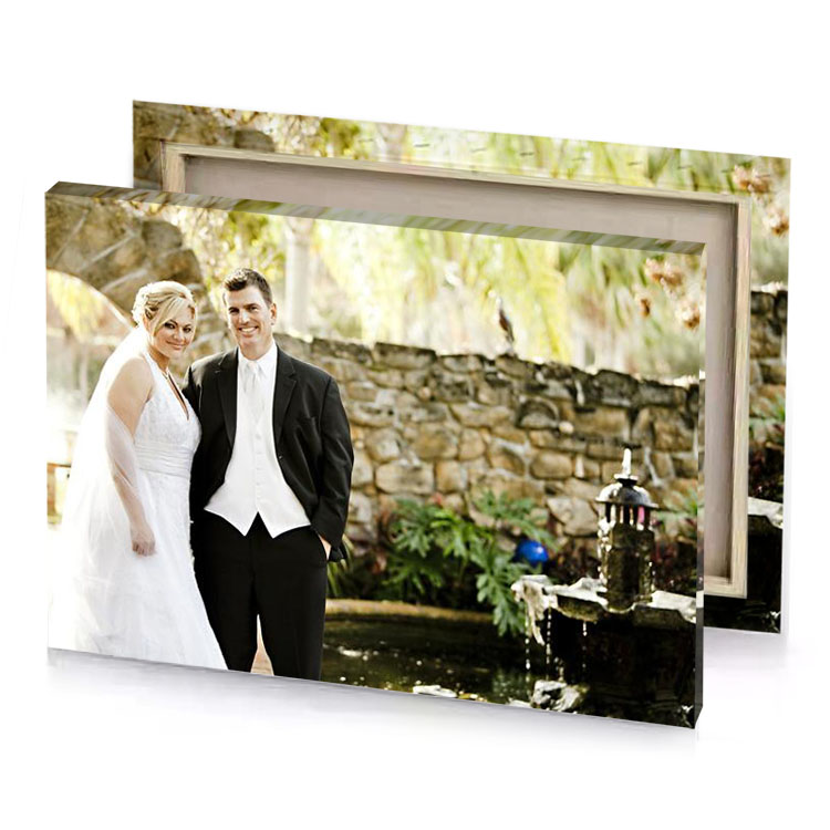 a bride and groom posing for picture champagne canvas