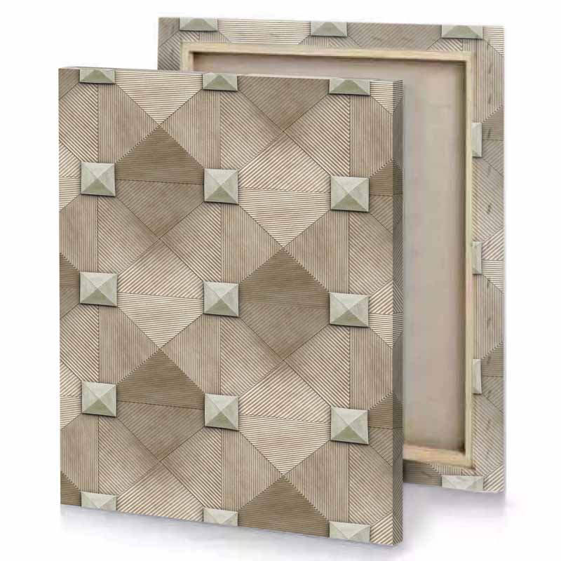 a brown and white geometric pattern canvas