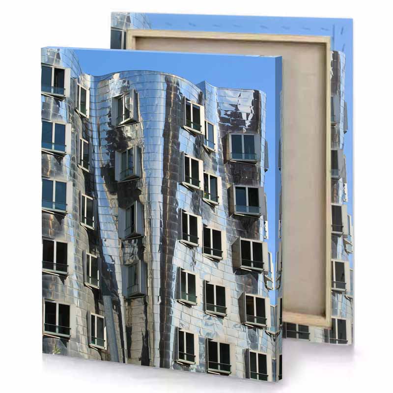 a building with lot of windows moonstone blue canvas