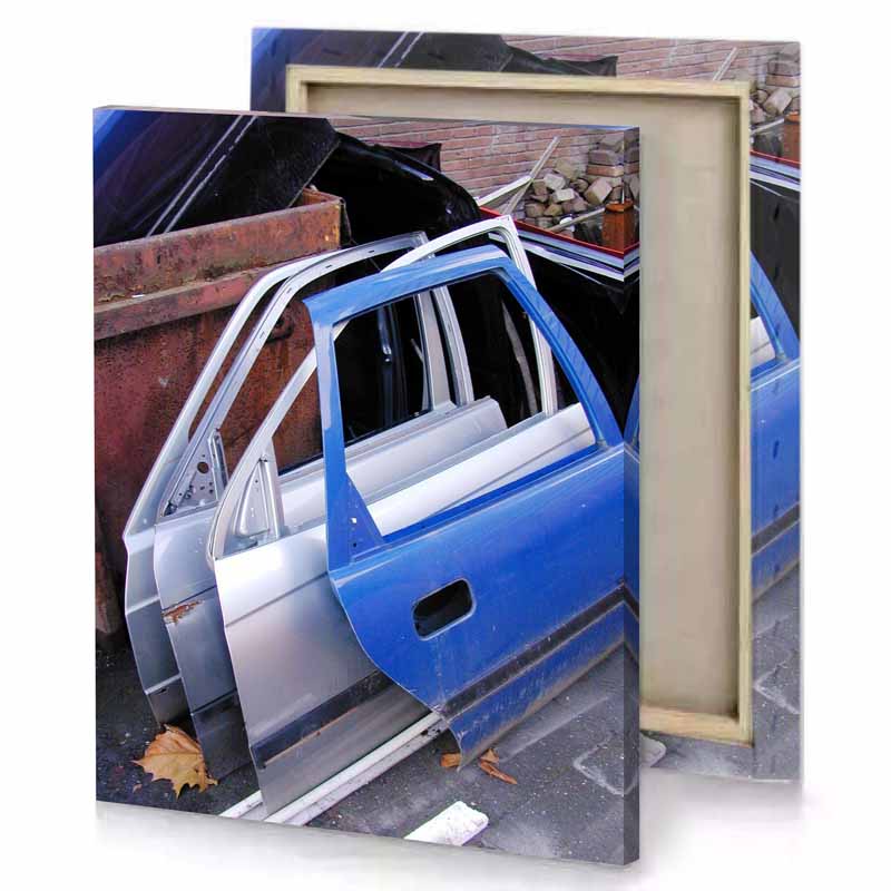 a car that is sitting in garage royal blue canvas
