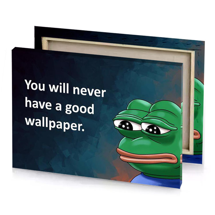 a cartoon character with quote on it prussian blue canvas