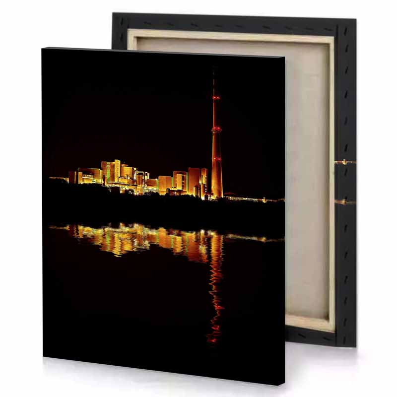 a city at night copper canvas