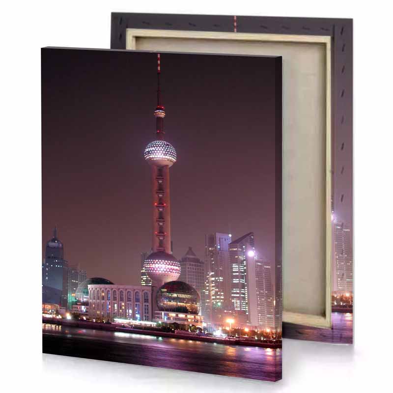 a city skyline at night garnet canvas