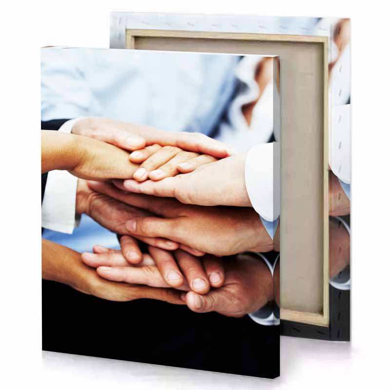 a close up of group people holding hands lavender canvas