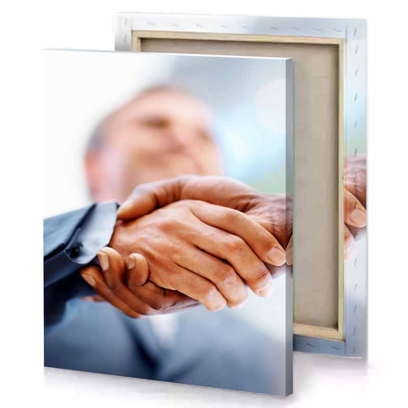 a close up of person shaking hands lavender canvas