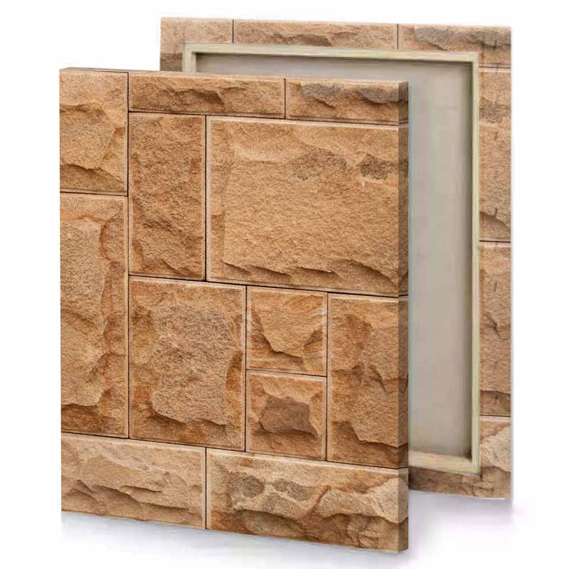 a close up of stone wall tan canvas