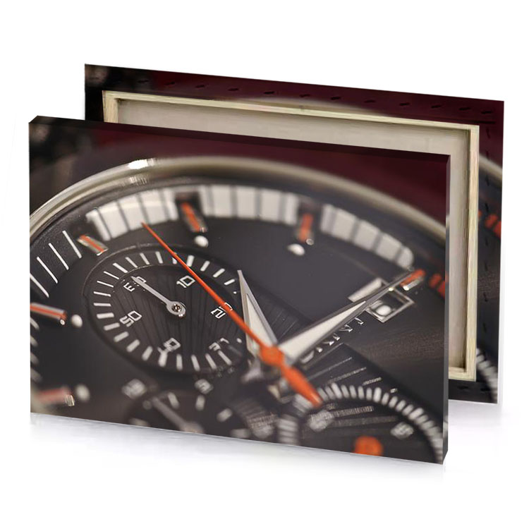 a close up of watch with red second hand charcoal canvas