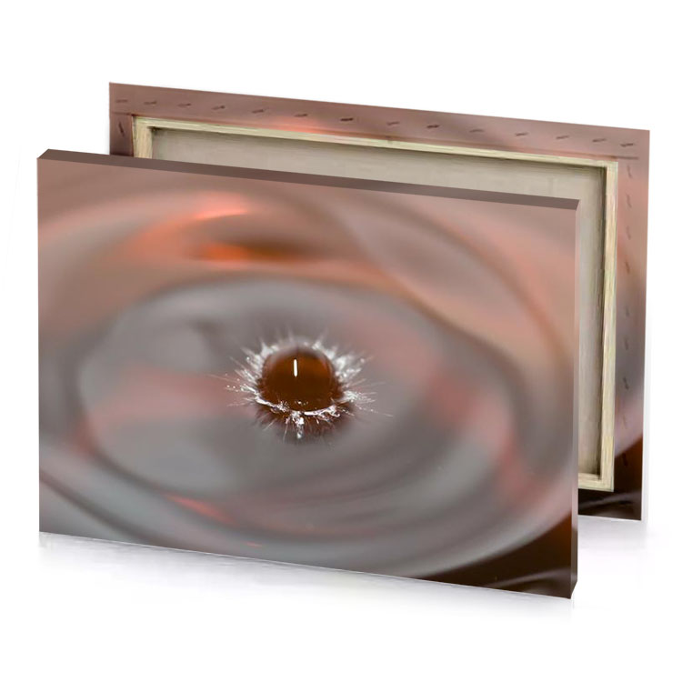 a close up of water drop with red background dim gray canvas