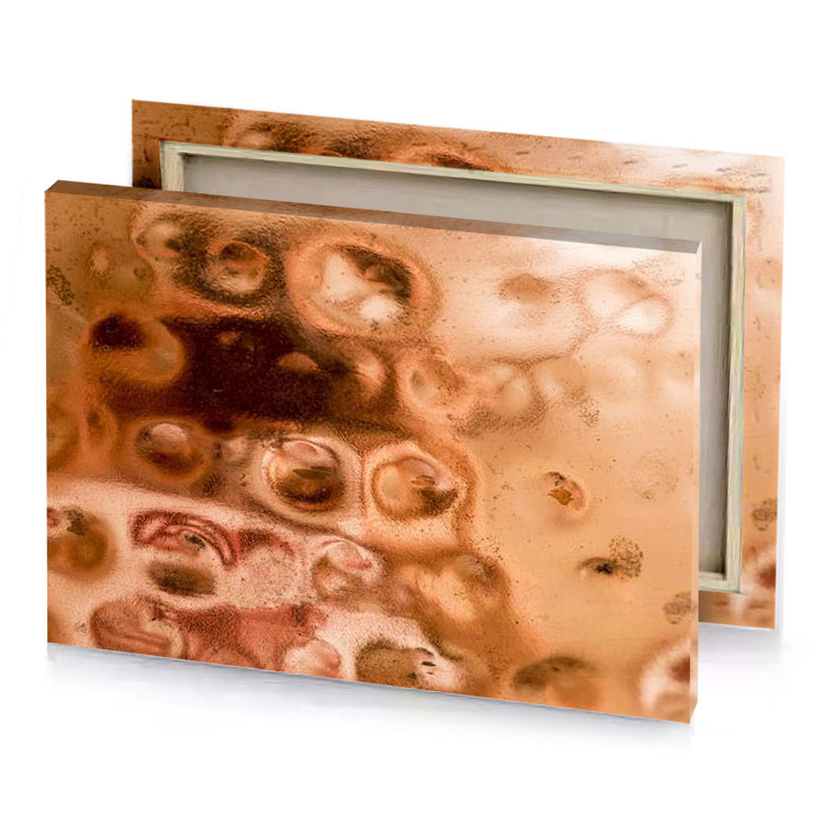 a close up of window with lot small holes saddle brown canvas
