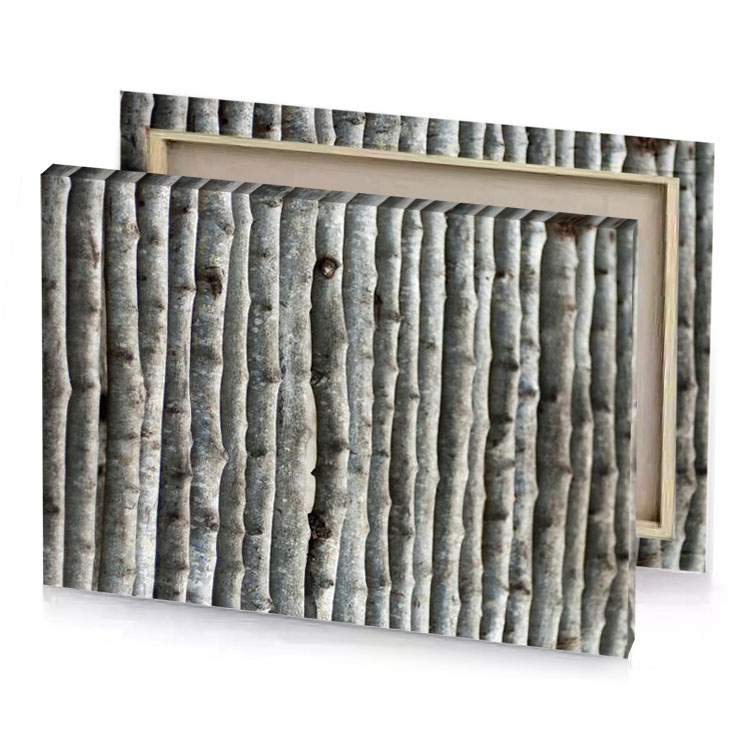 a close up of wooden fence silver canvas