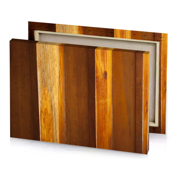 a close up of wooden fence tangerine canvas