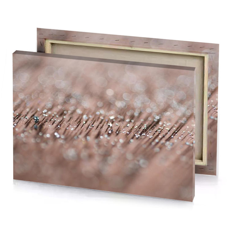 a close up of wooden table with lot glitter rosy brown canvas