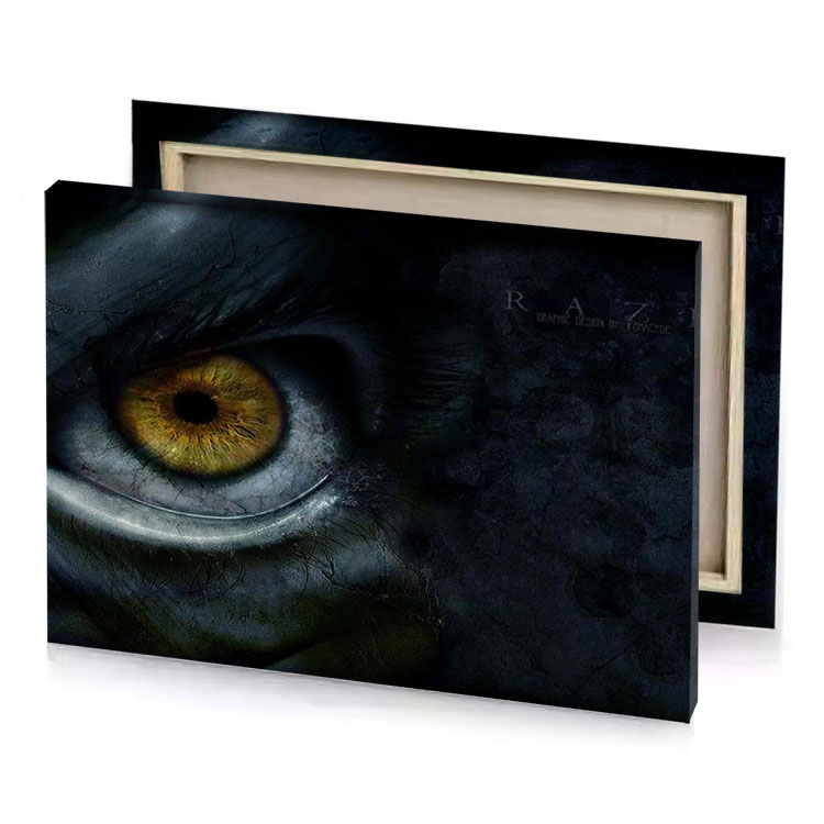 a close up of yellow eye sepia canvas