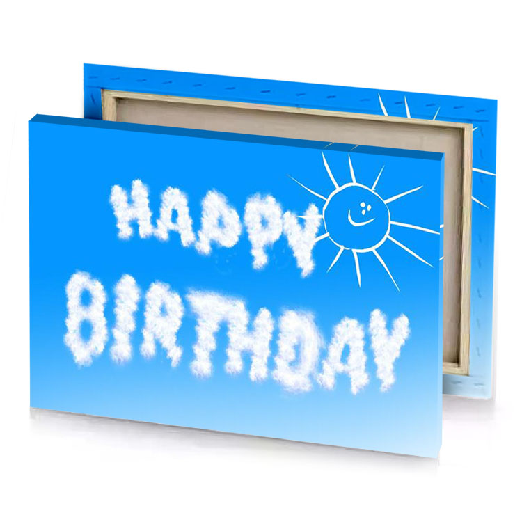 a cloud with the words happy birthday written in it alice blue canvas