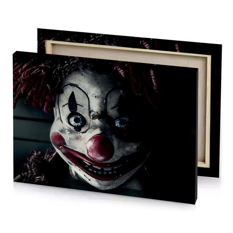 a clown with red hair and blue eyes manatee canvas