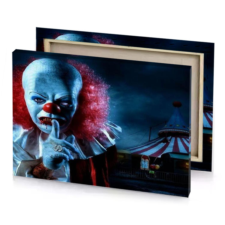 a clown with red hair and mask blue sapphire canvas