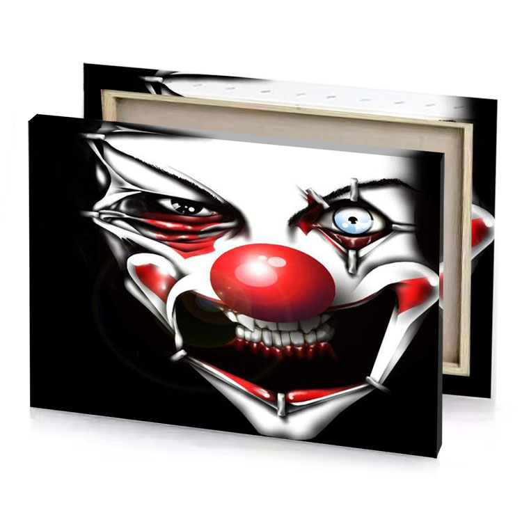 a clown with red nose and white face lust canvas