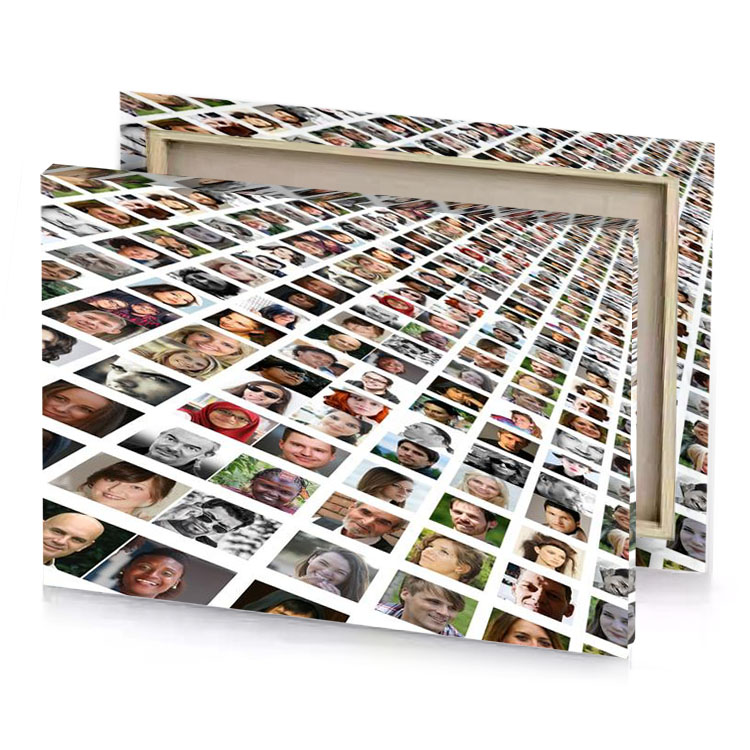 a col of many different faces white smoke canvas