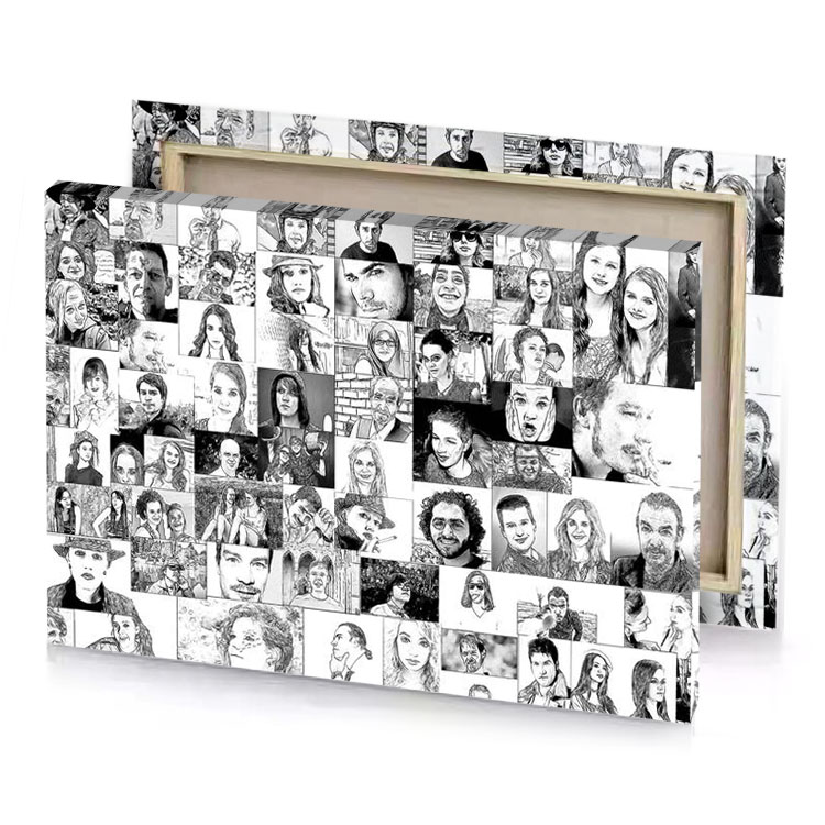 a col of portraits people white smoke canvas