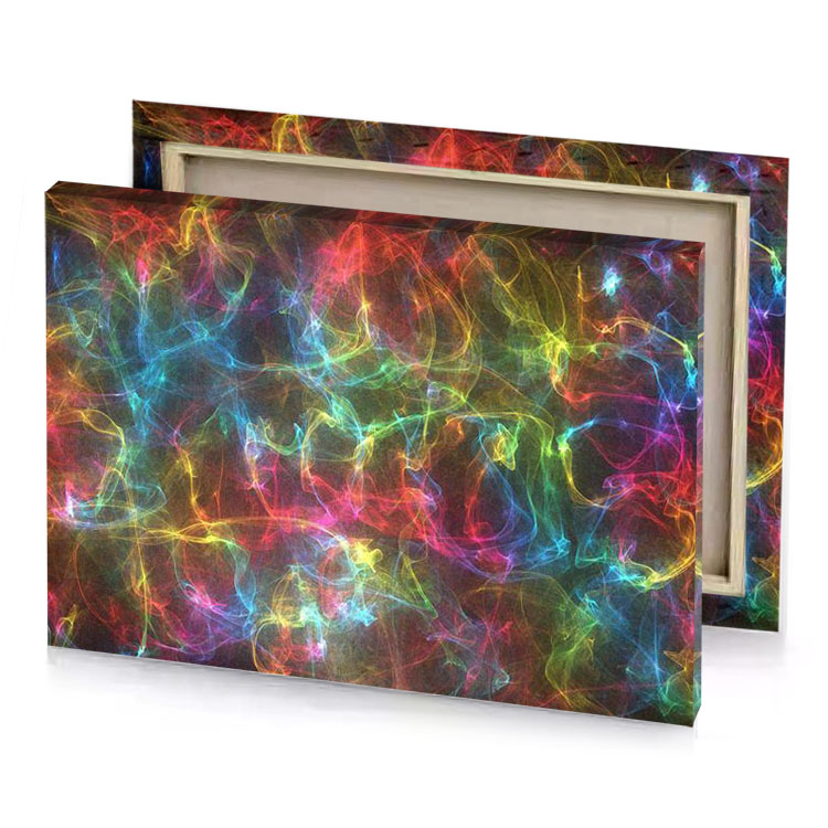 a colorful background with many colored smokes camouflage green canvas