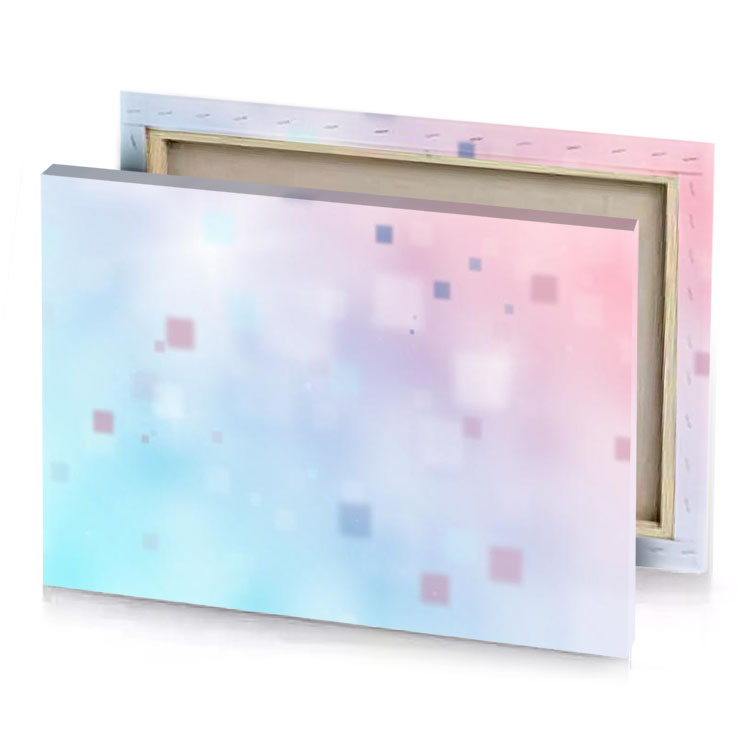 a colorful background with squares and light steel blue canvas