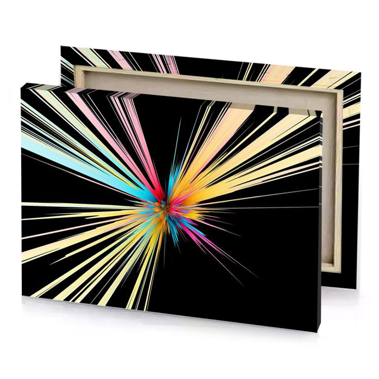 a colorful explosion of light and lines fawn canvas