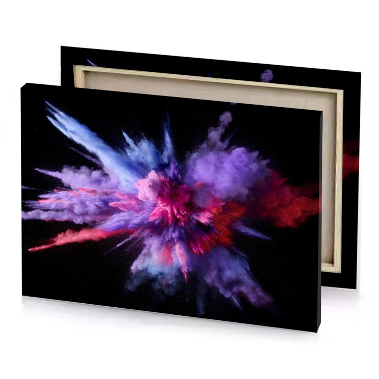 a colorful explosion of powder in the dark wisteria canvas