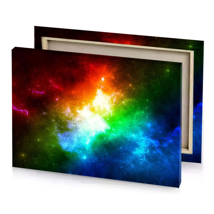 a colorful galaxy with stars and nebulas tangerine canvas