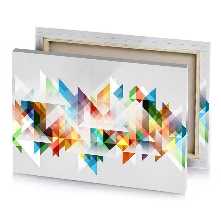 a colorful geometric design peach canvas