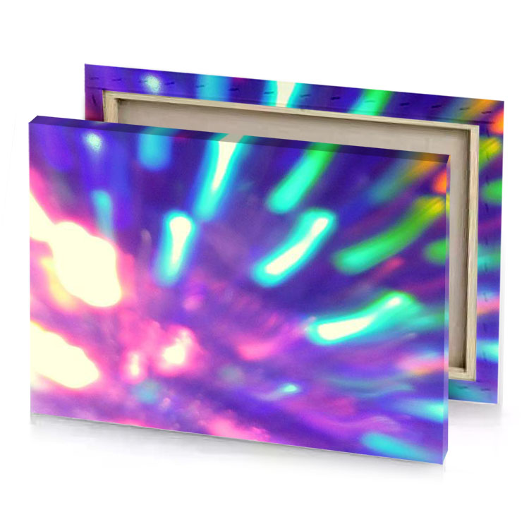 a colorful light is shining brightly in the dark amethyst canvas
