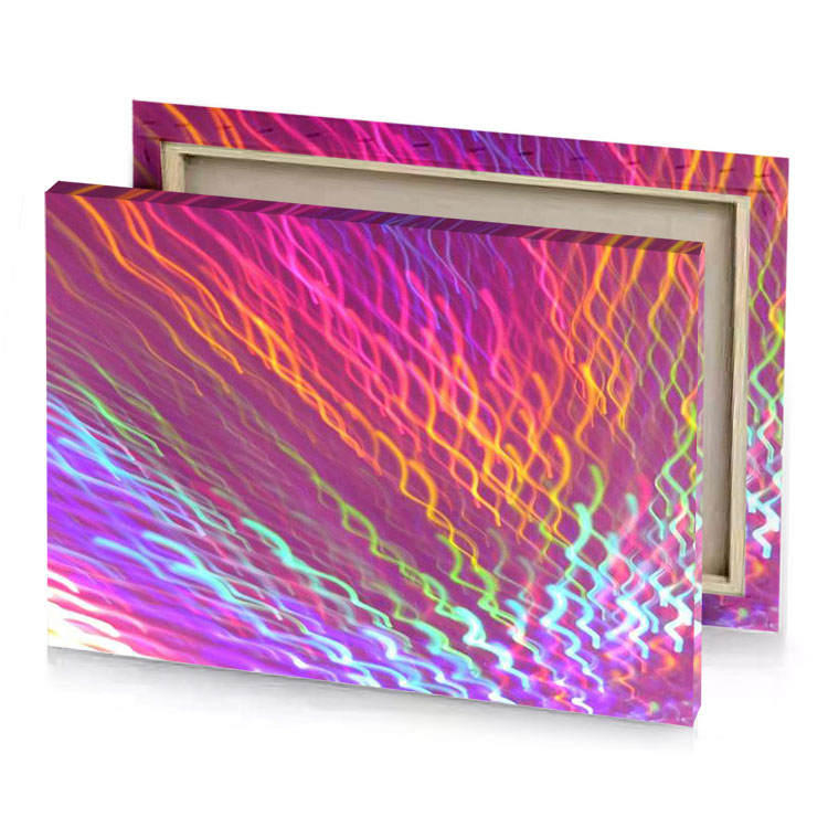 a colorful light painting with black background deep cerise canvas