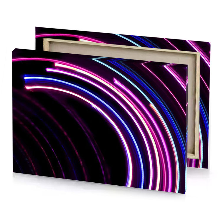 a colorful light streaks in the dark midnight blue canvas