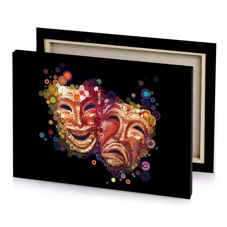 a colorful mask with circles around it copper canvas