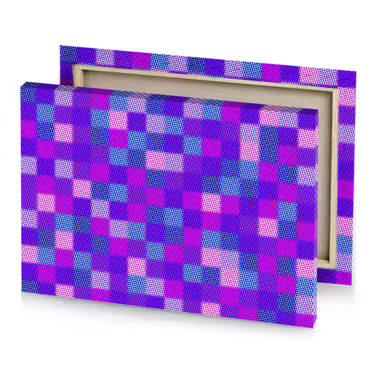 a colorful pattern with squares blue violet canvas