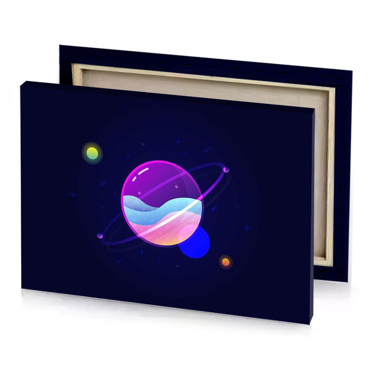 a colorful planet with planets and stars dark violet canvas