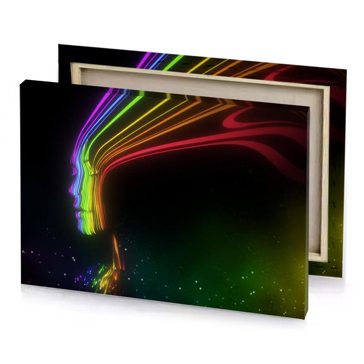 a colorful rainbow colored wave on black background burgundy canvas