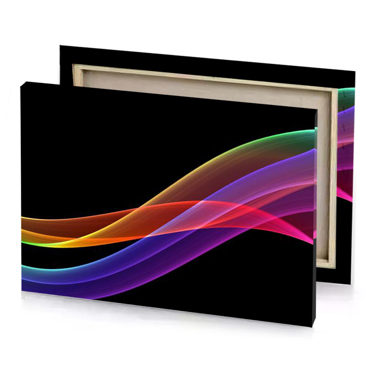 a colorful wave of light on black background saddle brown canvas
