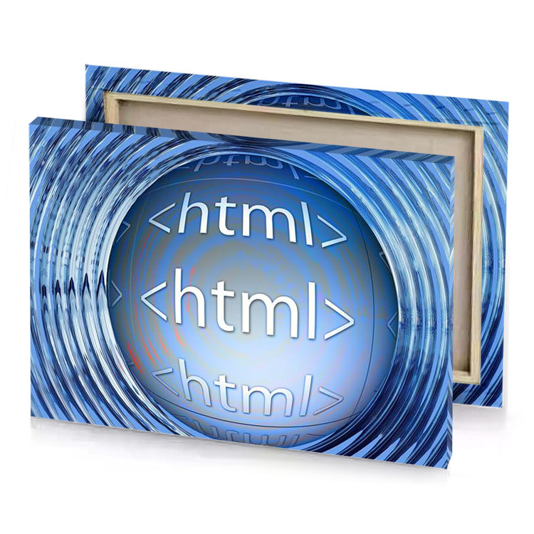 a computer chip with the word html inside light steel blue canvas