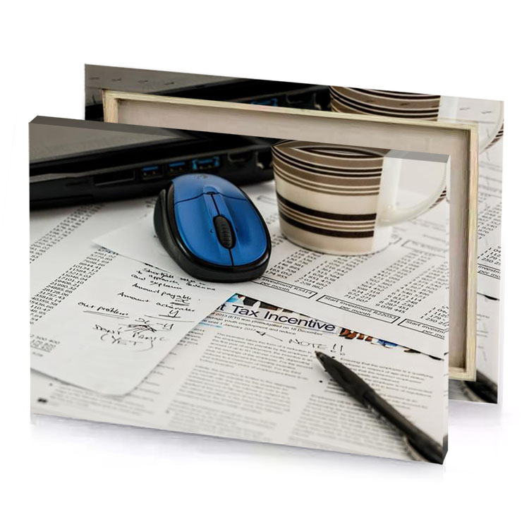 a computer mouse on table with cup of coffee lapis lazuli canvas