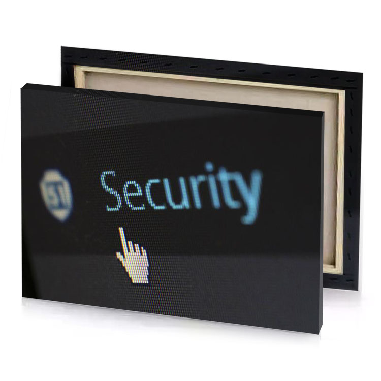 a computer screen with the word security on it moonstone blue canvas