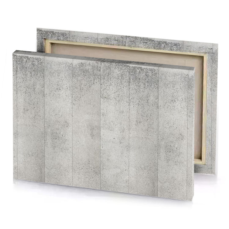 a concrete wall with white background silver canvas