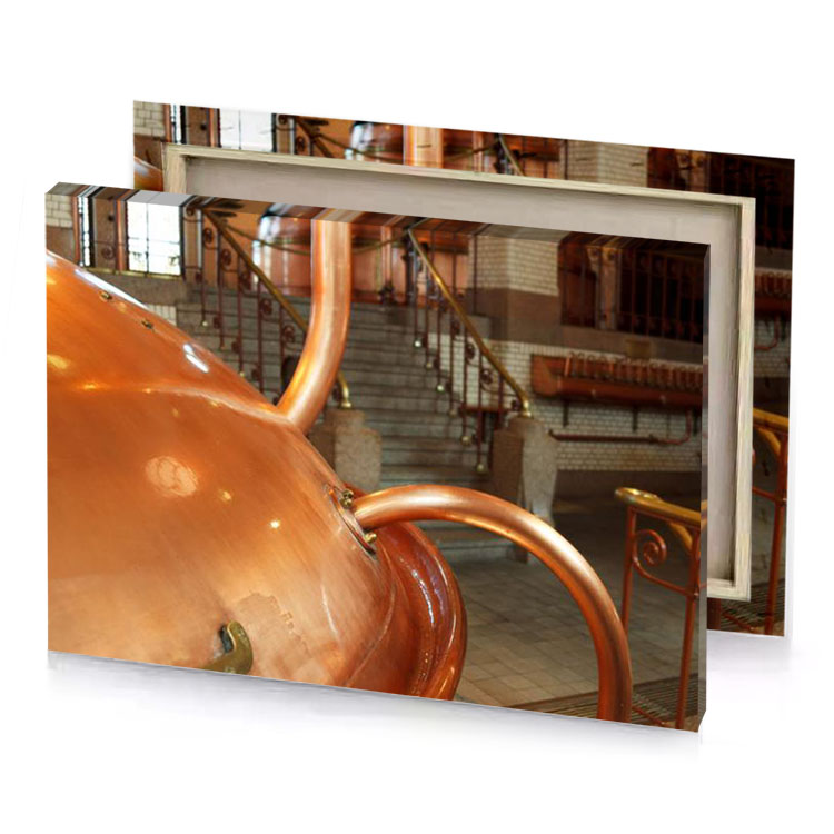 a copper kettle sitting on table in room taupe canvas
